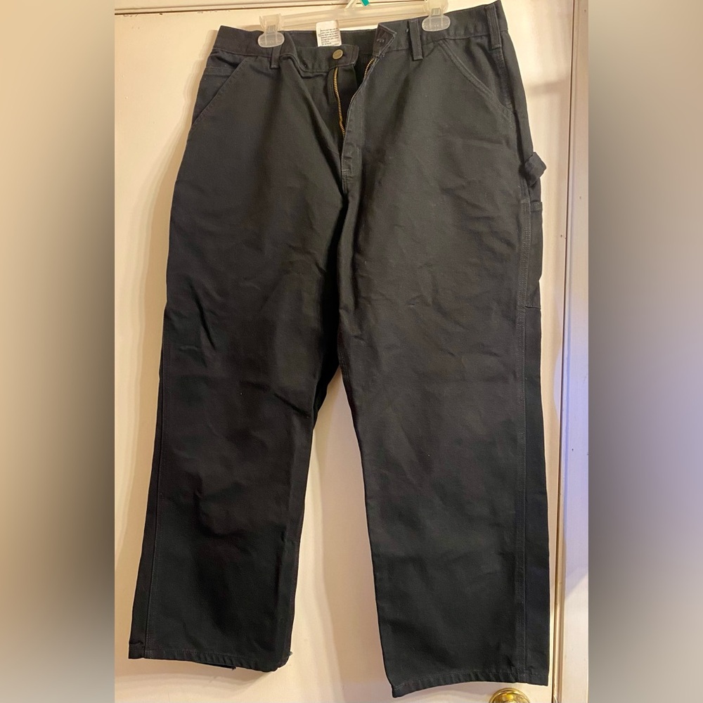 Carhartt Men's Washed Twill Relaxed Black Fit Work Pants 38x30 welding 👖